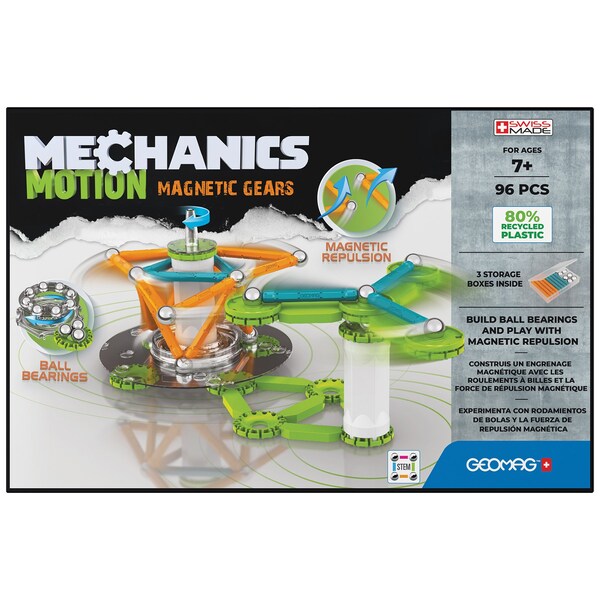 Mechanics Motion, Magnetic Gears, Recycled Plastic, 96 Pieces Per Set